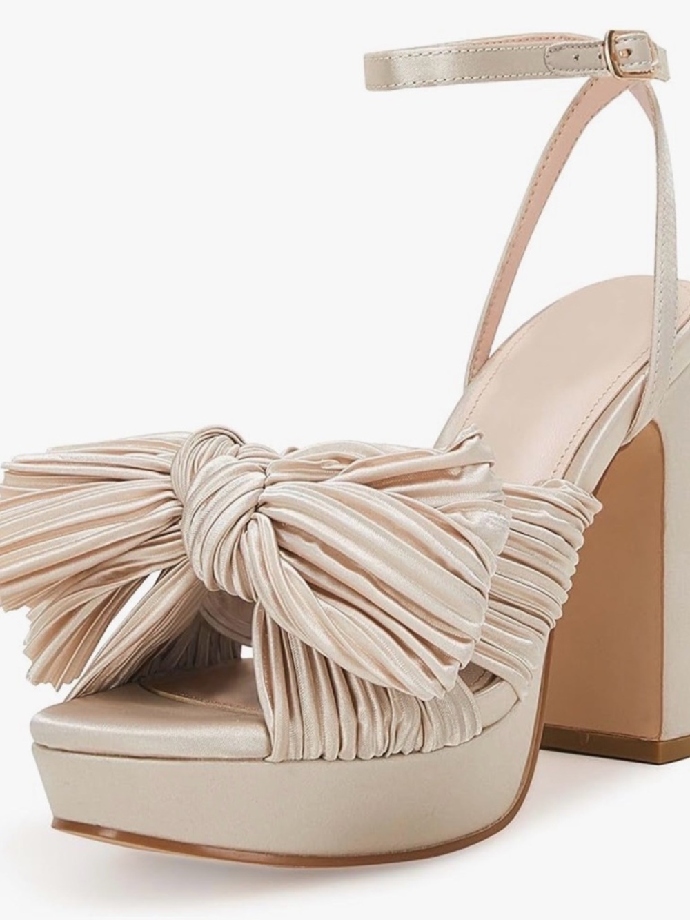 Platform Block Heel Sandal with Bow Accent